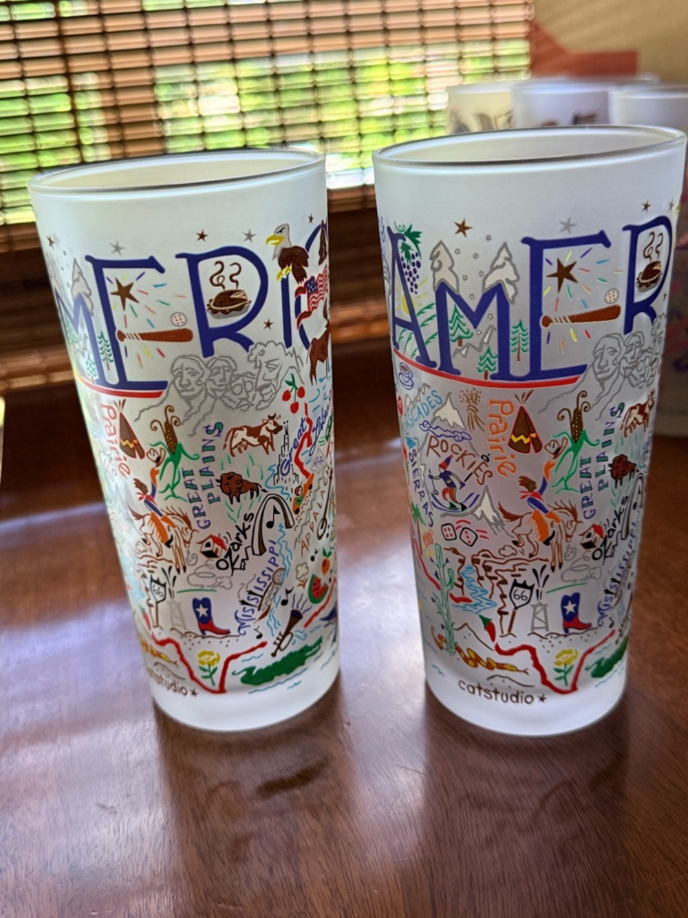 Set of 2 Catstudio Original design Frosted Glasses - Multicolor- new, never used